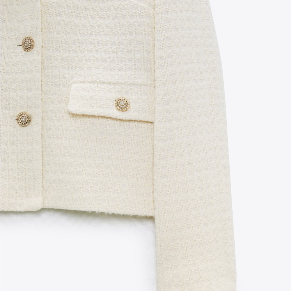 NWT Zara Cropped Blazer with Jewel Buttons - Picture 14 of 16